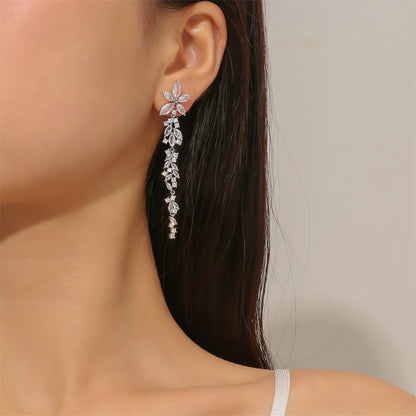 RAKOL Korean Long Elegant Geometric Floral Earrings for Brides, Wedding Dresses, Earrings, Cross-border Accessories