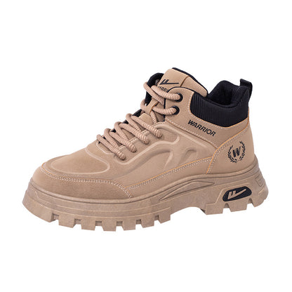 Pullback new British-style Martin boots, high-top platform shoes, outdoor casual cargo shoes, autumn retro versatile men's shoes