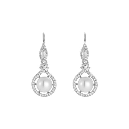 RAKOL Japanese and Korean New Women's Earrings, Copper Inlay AAA Zircon Pearl Wedding Dress Earrings Accessories for Women