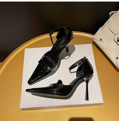 WO2026 Autumn New Versatile Hollow High Heels Women's Stiletto Brown Temperament Style Toe Sexy and Comfortable Shoes