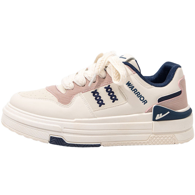 Pull-back color-blocking high-top platform shoes, American preppy style, high-value board shoes, women's leg-length design casual shoes