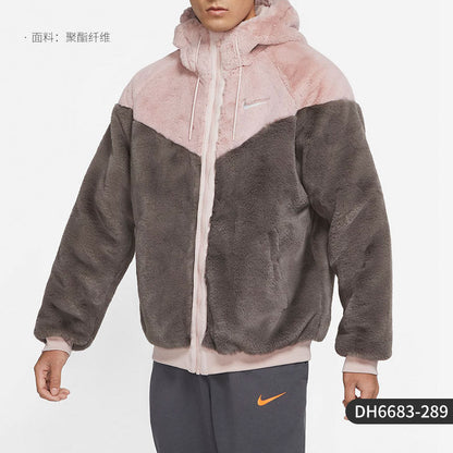 Casaco desportivo para homem Nike/Nike Official Genuine Faux Fur Mink, quente e confortável, modelo DH6683-289