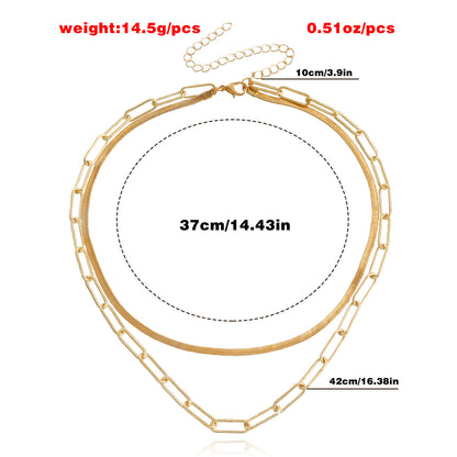 European and American cross-border jewelry double layer multi-layer square clavicle chain blade snake chain clavicle chain ladies necklace wholesale