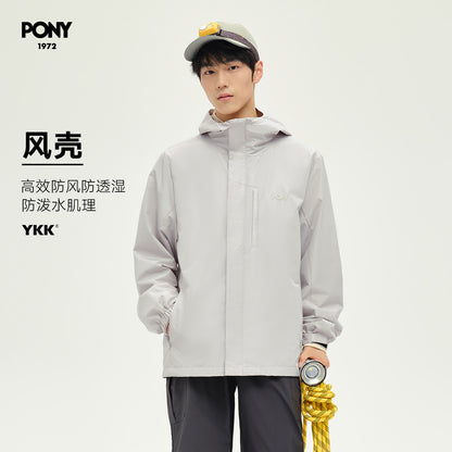 PONY Autumn and Winter Men's and Women's Windproof and Water-Repellent Outdoor Abrasion Resistant Woven Jacket 243U2KJ55LG