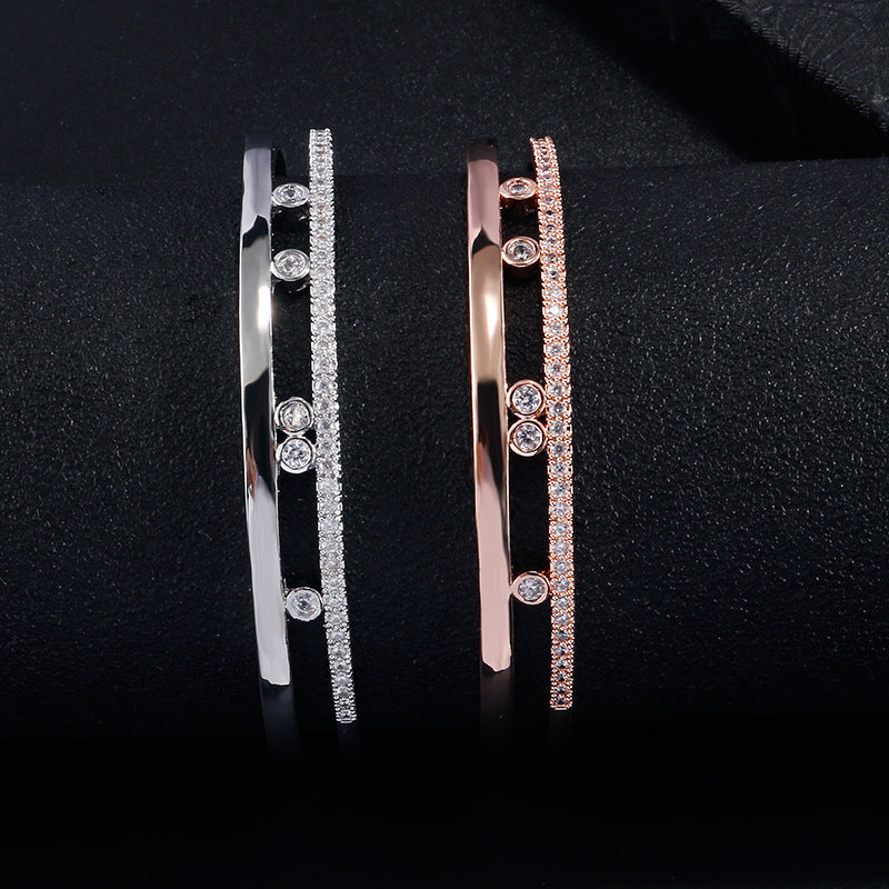 RAKOL Bracelet Women's Simple Fashion Electroplated Diamond Bracelet Versatile Student Couple ins Trendy Hand Jewelry
