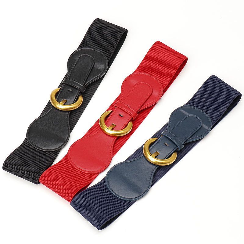 Cinto de senhora retro com cordão e fivela, modelo versátil e simples, com ajuste na cintura.