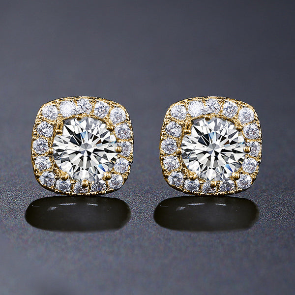 Cross-border bestseller sugar cube zircon earrings multi-color square diamond earrings light luxury high-end earrings with a simple and versatile accessory for women - view 2 | Ciaura