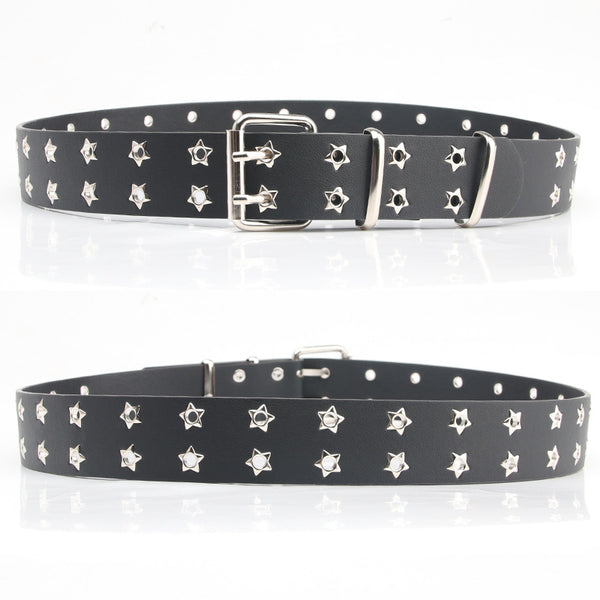 New Star Double Exhaust Eyelet Belt Women's Fashion Versatile Casual Punk Style Jeans Decorative Belt In Stock