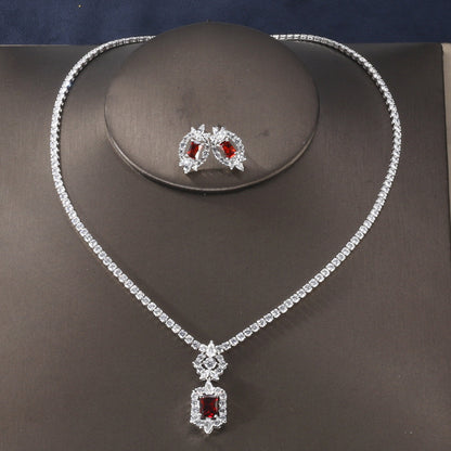 Starry Sky Love cross-border minimalist niche fashion bridal zircon necklace jewelry earring women's set set