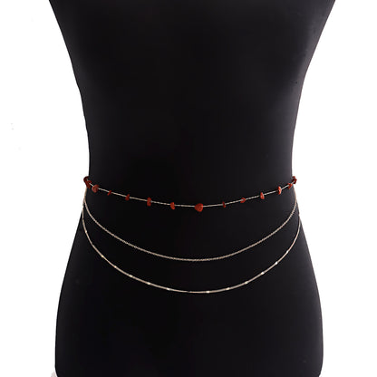 European and American cross-border jewelry bohemian natural color turquoise waist chain body accessories women's waist chain