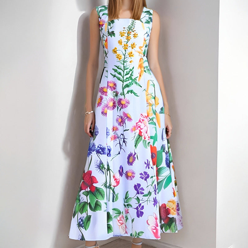 European and American foreign trade women's clothing 2025 independent station spring new temperament elegant sleeveless print sexy casual dress