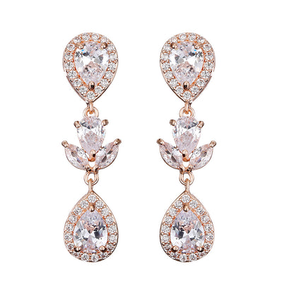 RAKOL in-stock wholesale zircon jewelry two-piece set, women's earrings, necklace, bridal wedding accessories