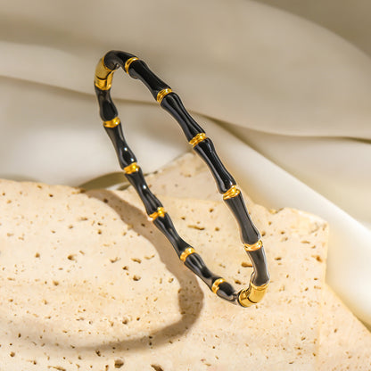 Cross-border European and American style stainless steel bamboo closure bracelet, INS style fashion drip design bracelet for women