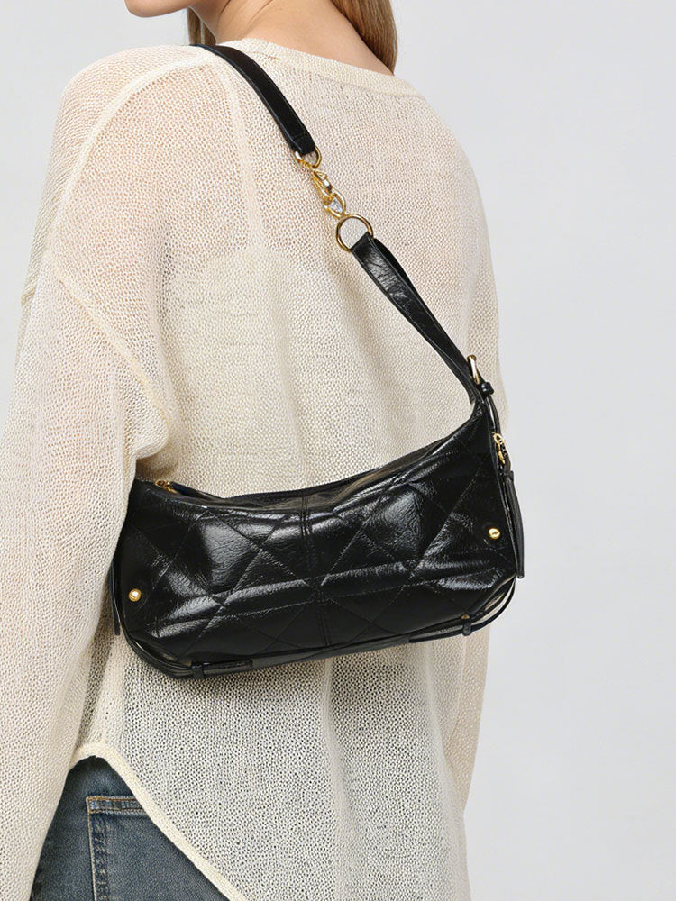 Cross-border shoulder bag, high-end diamond dumpling bag, fashionable and simple underarm bag, versatile commuter women's crossbody bag