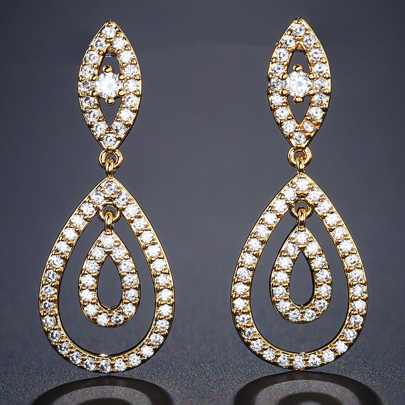 New women's earrings, diamond-studded lupine teardrop-shaped tassel earrings, Baroque court style, multicolor versatile earrings
