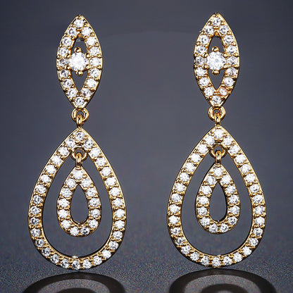 New women's earrings, diamond-studded lupine teardrop-shaped tassel earrings, Baroque court style, multicolor versatile earrings