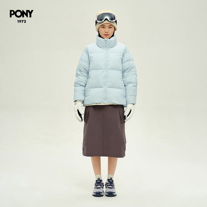 Boni PONY1972 Women's Down Jacket 2025 Winter Powder Blue Outdoor Leisure Down Jacket 243W2OF30PB