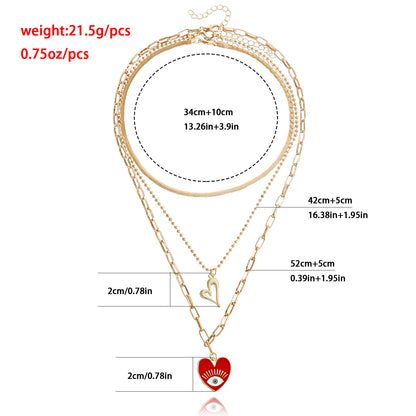 European and American cross-border jewelry Retro Devil's Eye Love Necklace Female Multi-layer Personality Geometric Eye Necklace Spot