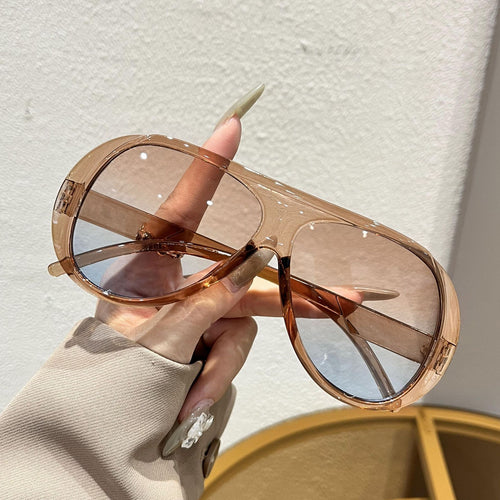 Fashion large frame sunglasses women's new European and American retro toad mirrors big face slimming anti-ultraviolet strong light sunglasses men