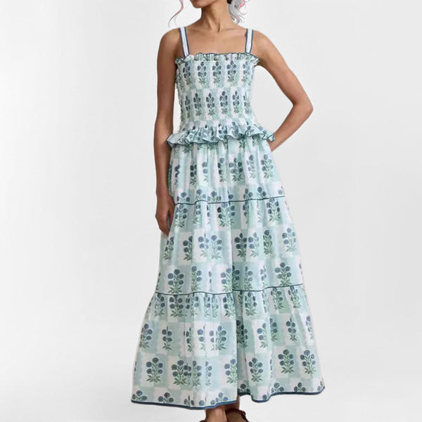 Cross-border 2025 Amazon Spring New European and American Fashion Elegant Plant Print Fungus Dress