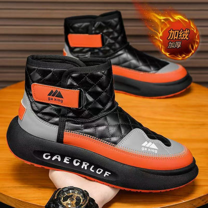 Cotton Shoes Winter New Men's Shoes Men's Casual Leather Shoes High Top Martin Boots Sneakers Men's Korean Version Versatile Black Shoes