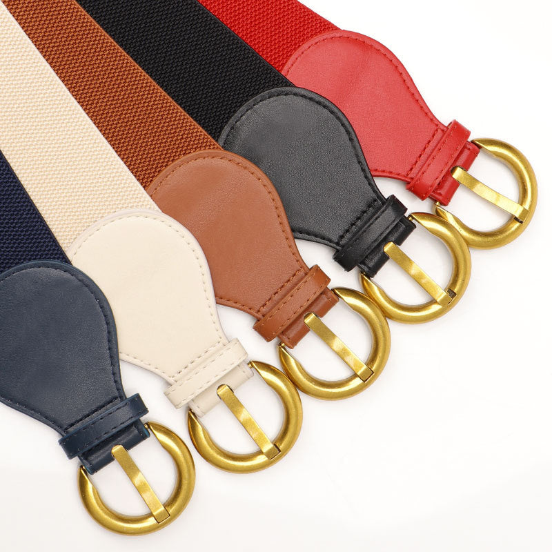 Drawstring women's retro pin-buckle embellished coat belt women's fashion versatile simple elastic elastic waist closure women