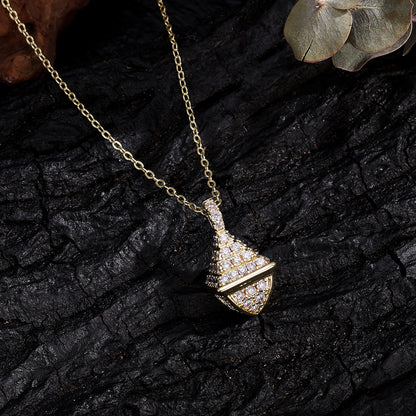 Cross-border fashion personalized copper zircon round pendant 18K real gold heart necklace zircon cross-border hot sale