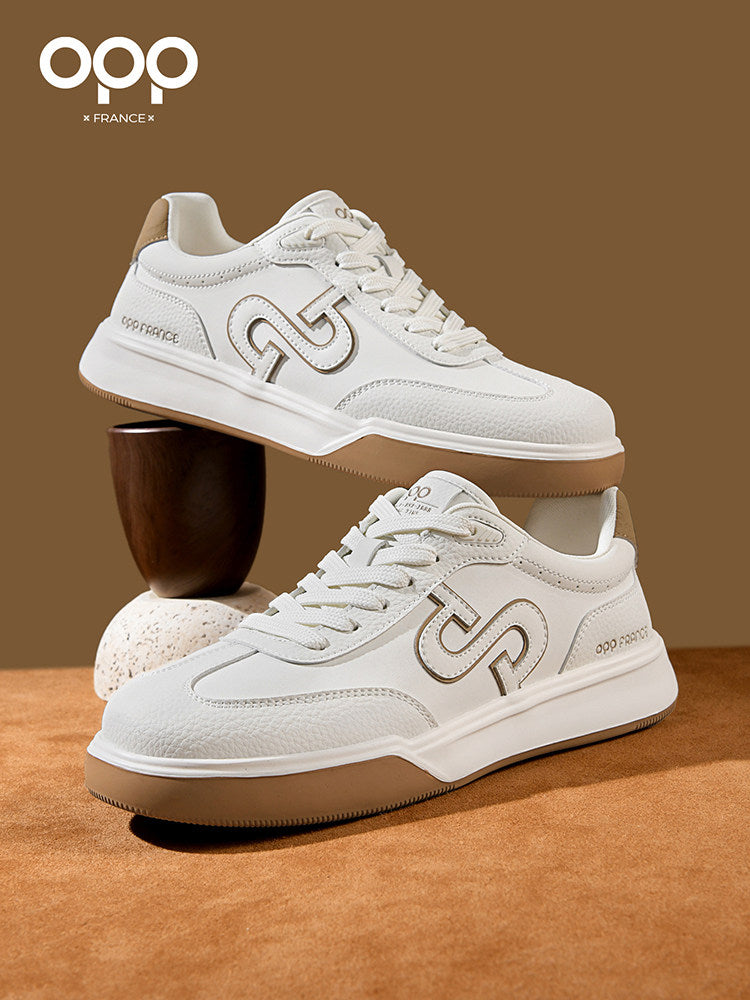OPP men's shoes spring 2026 new light luxury high-end leather outdoor sports leisure low-top small whiteboard shoes for men