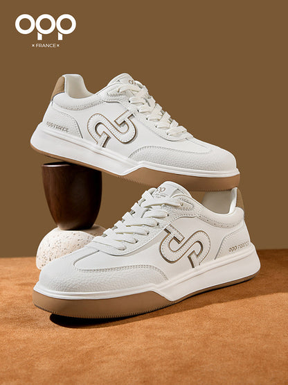 OPP men's shoes spring 2026 new light luxury high-end leather outdoor sports leisure low-top small whiteboard shoes for men