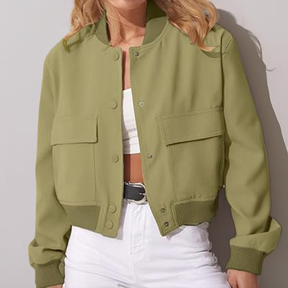 2026 new European and American jacket temperament, stand-up collar, large pockets, neutral style women's jacket, small fragrance style spring and autumn jacket women