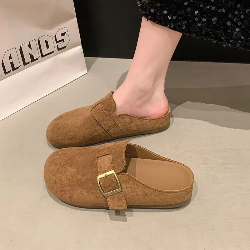 2025 New Vintage Birkenstock Toe Slippers Women's Spring and Autumn Fashion Platform Sukes Nubucks Boken Shoes Half Slippers Wholesale
