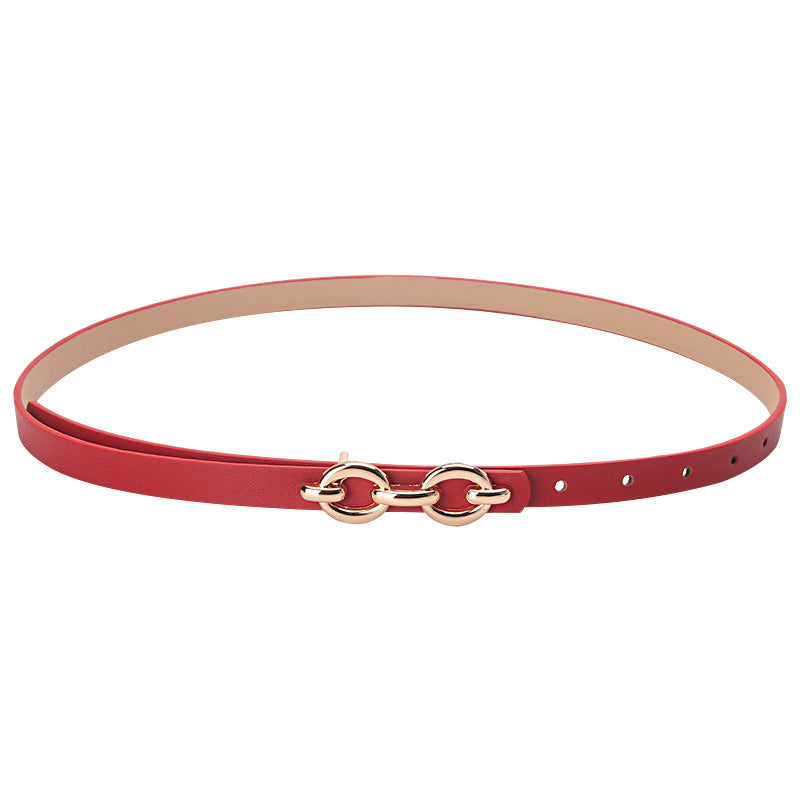 Women's belt alloy buckle versatile dress western embellished belt niche jeans belt pu thin belt wholesale