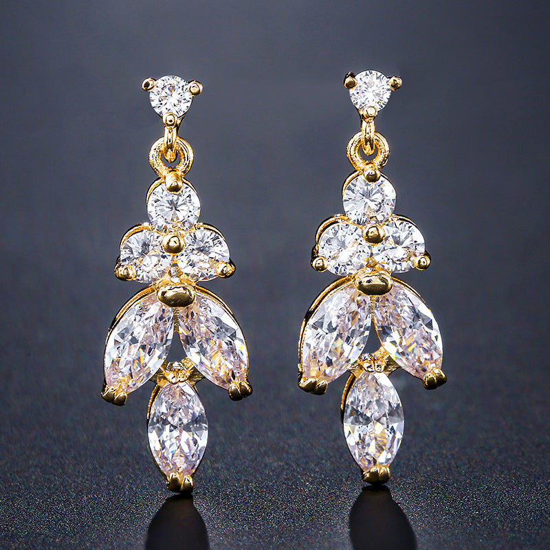 RAKOL European and American fashion light luxury micro-zircon earrings women's exquisite small bridal wedding dress stud earrings accessories