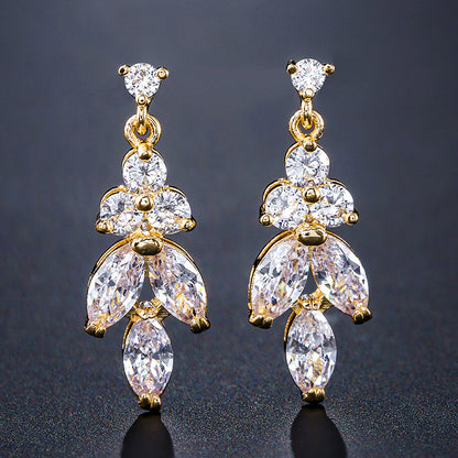 RAKOL European and American fashion light luxury micro-zircon earrings women's exquisite small bridal wedding dress stud earrings accessories