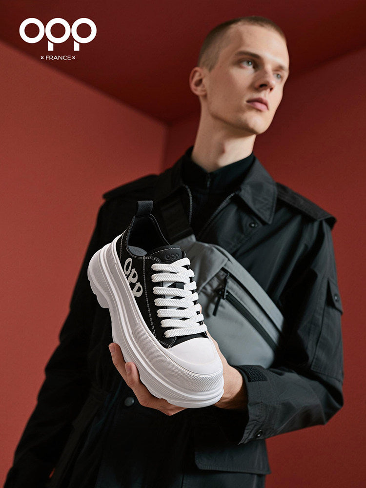 OPP men's shoes spring men's platform heightening classic trend outdoor sports leisure leather high-end ruffian handsome board shoes