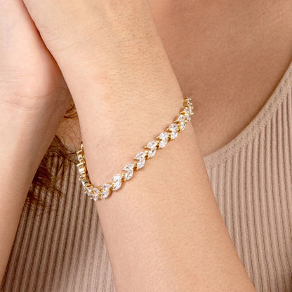 Korean fashionable minimalist niche willow leaf bracelet for women, exquisite light luxury high-end style set with AAA zircon jewelry