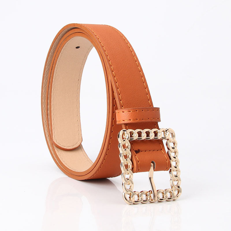 In stock Korean version of fashion hollow square buckle decorative belt student versatile trouser belt women's trend belt manufacturer batch