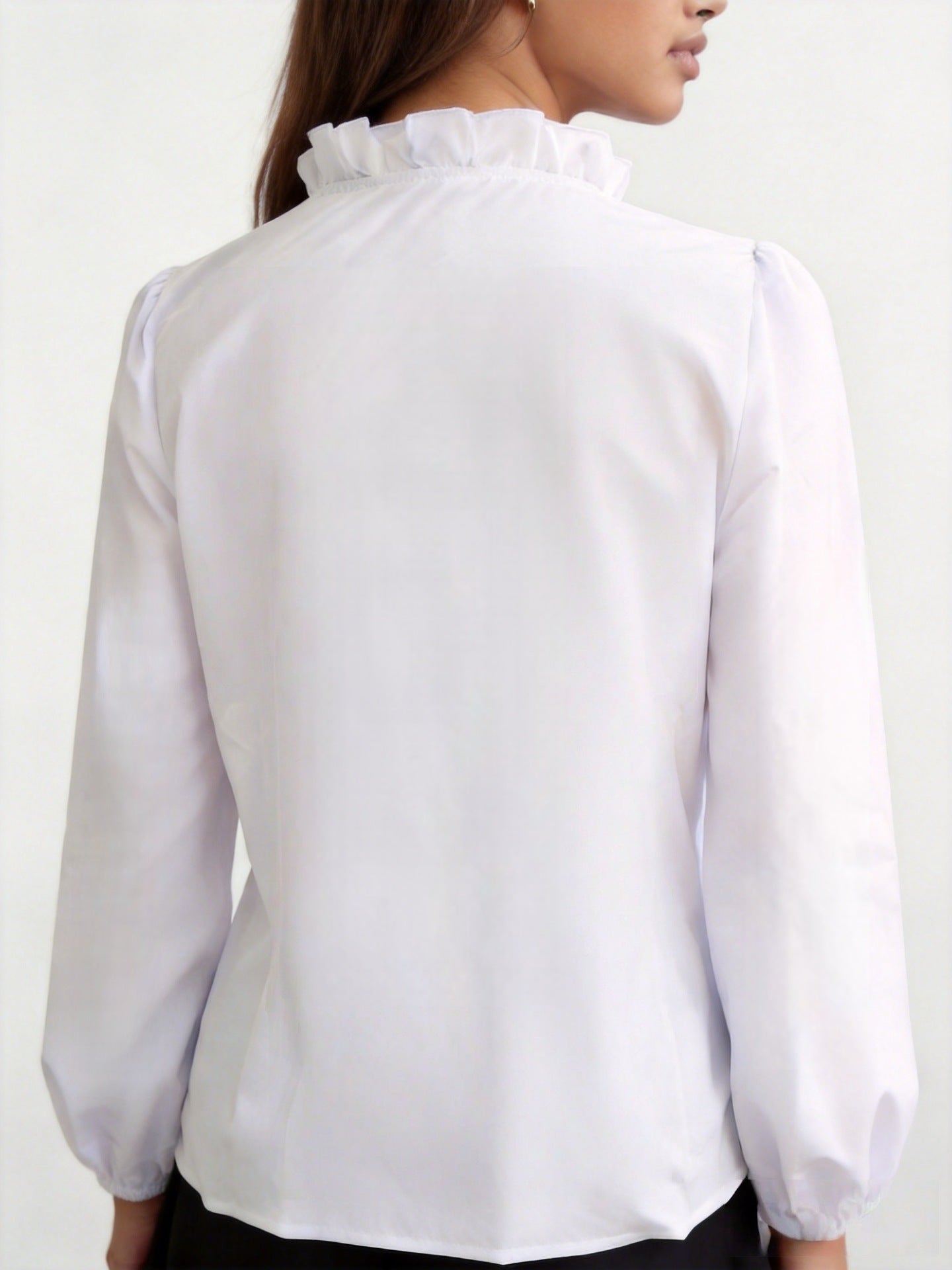 Cross-border foreign trade European and American women's clothing plus-size spring, summer, autumn, winter ruffle shirts for women's shirts are loose and chic