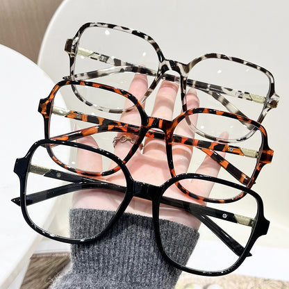 Large square frame flat light glasses, Korean new trendy no-makeup glasses frames for women, premium gold-rimmed slimming frames