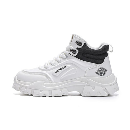 Pull-back fleece solid color Martin boots, high-top platform high-sole high-end cargo boots, winter warmth, commuting, high-value cotton shoes