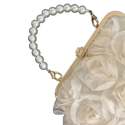 Saco de banquete de flores tridimensional pérola mão-a-mão saco de cadeia cruzada versão coreana feminina de moda bolsa doce e gentil