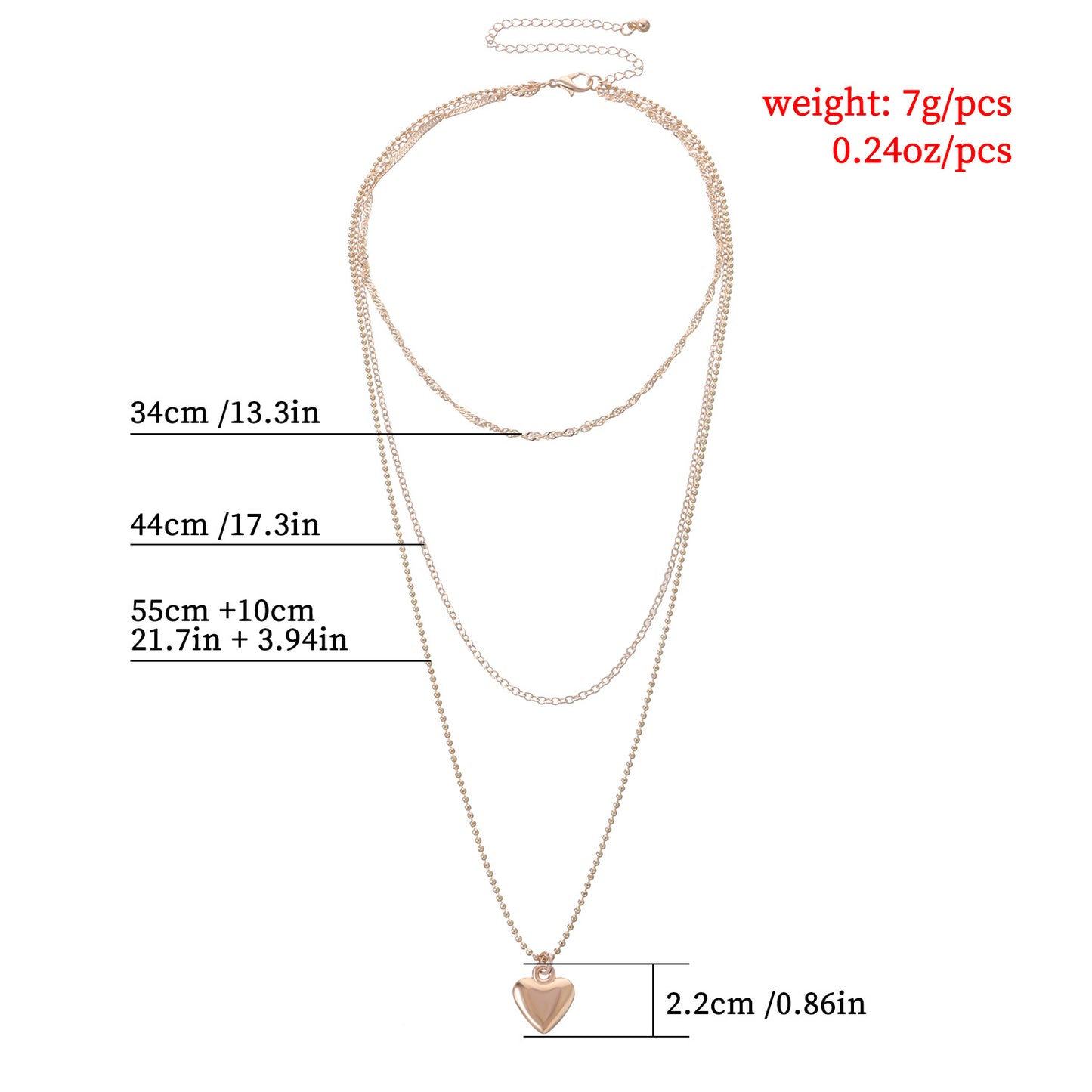 Cross-border jewelry level love pendant collar fashion women's twist chain peach heart clavicle chain source manufacturers