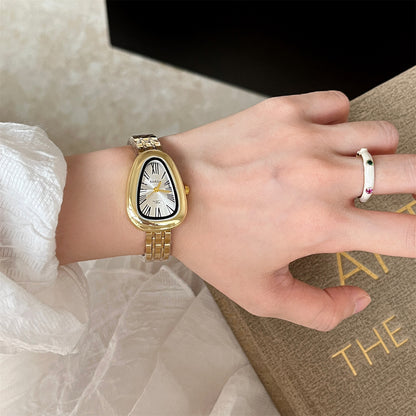Cross-border hot-selling wristwatches, steel strap watches, women's snakehead head, commuter, light luxury minimalist, quartz watches, women's watch manufacturer wholesale