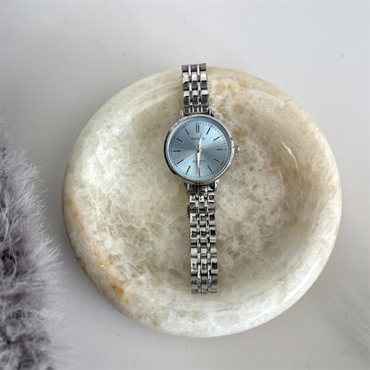 BARSH internet celebrity ice transparent blue fashion round disc steel strap watch for female students, simple and sophisticated style, export bestseller