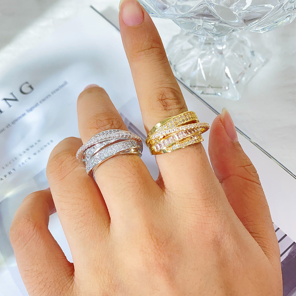 RAKOL best-selling Meteor AAA Zircon, exquisite and sophisticated layered light luxury niche rings for men and women, factory shipment
