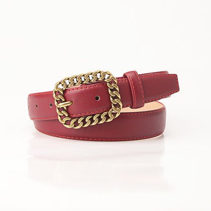 Simple Cross Border Vintage Chain Buckle Women's Belt Trendy Versatile Belt Women's Fashion Embellished Jeans Belt Belt