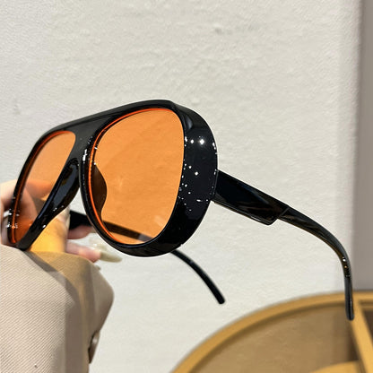Fashion large frame sunglasses women's new European and American retro toad mirrors big face slimming anti-ultraviolet strong light sunglasses men