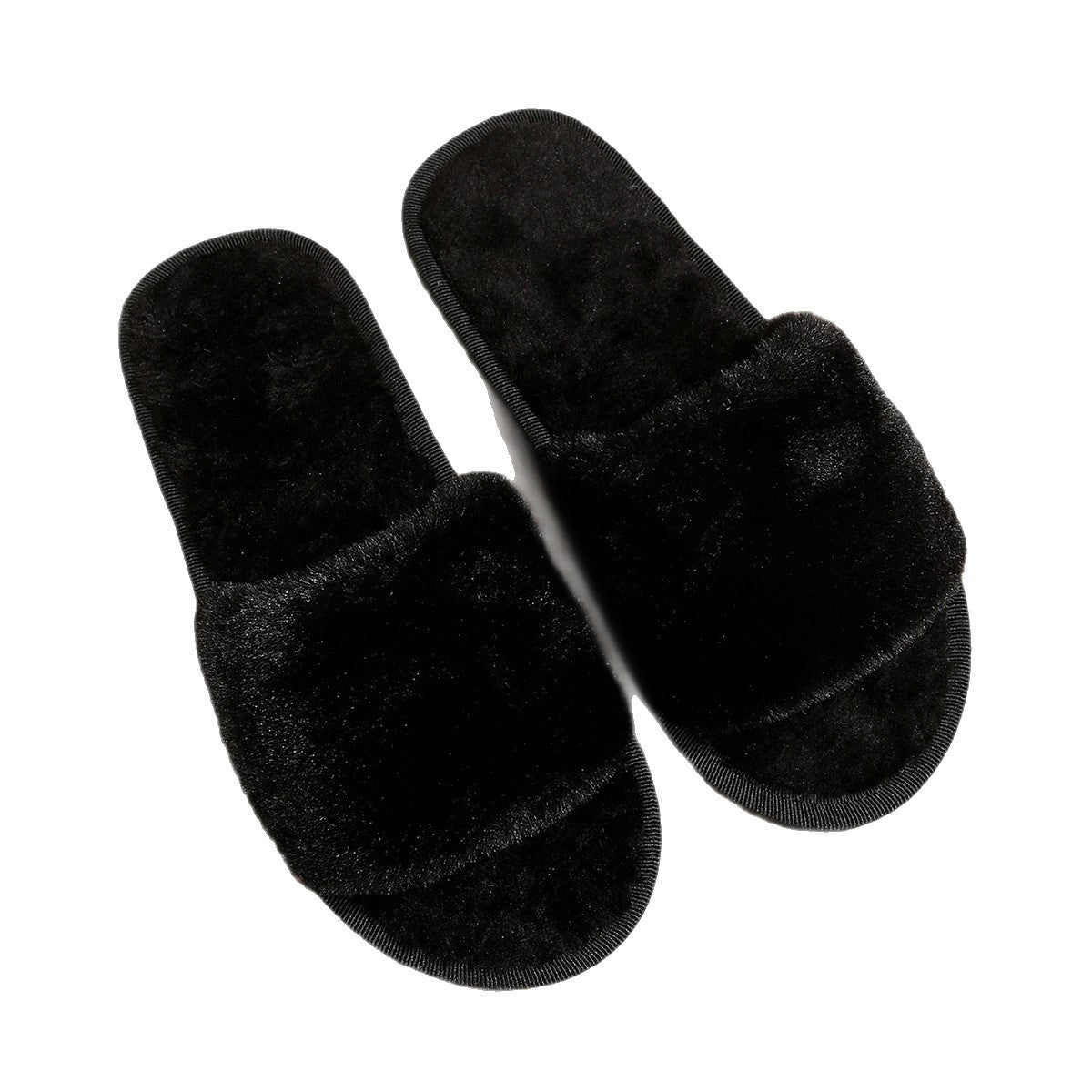 European and American cross-border women's shoes, export fashion fur slippers, daily commuting warmth, solid color round toe flat thick-soled fur shoes