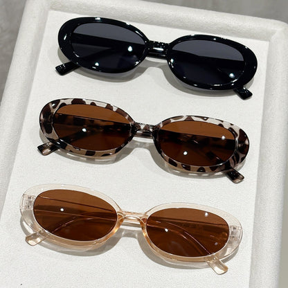 3-piece set oval frame sunglasses for women, popular internet celebrity sunglasses for street photography, classic vintage Hong Kong style sunglasses
