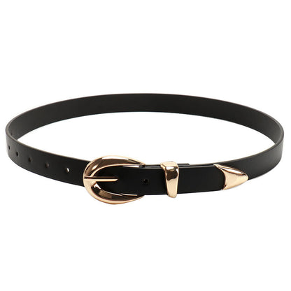 New Korean high-end women's belt versatile jeans student belt gold alloy three-piece belt women